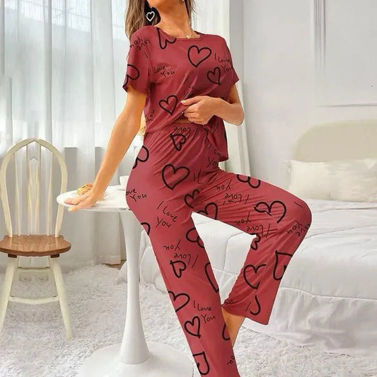 Maroon Love Printed Suit