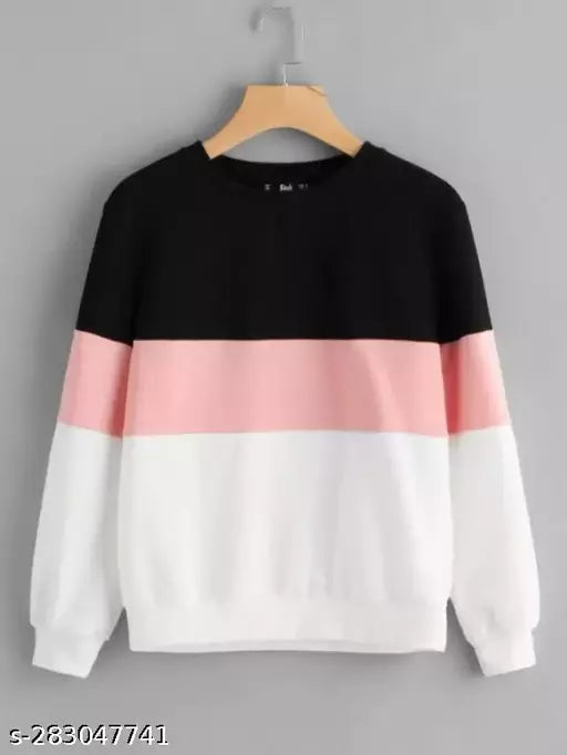 Black Pink And White Panel Sweatshirt