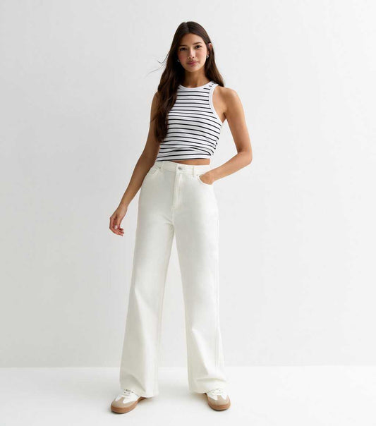 11.11 Sale-PREMIUM Quality Stretch Wide Leg Jeans - White